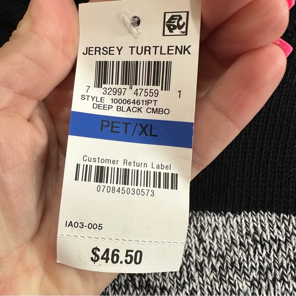 Karen Scott Womens Black Colorblock Turtleneck Sweater Petite XL - Picture 6 of 7